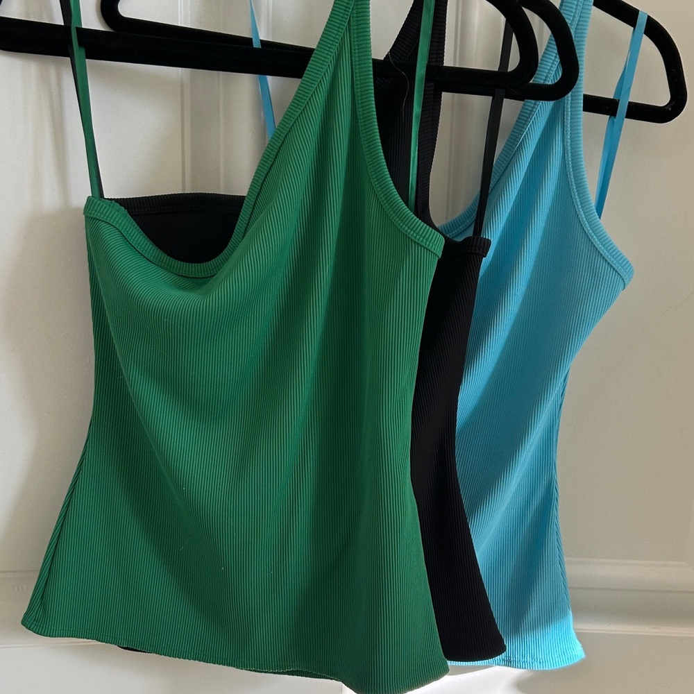 White House Black Market Green and Blue Camisoles
